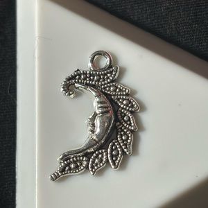Silver F filigree, 3D Moon Charm for bracelets necklaces or earrings Avery